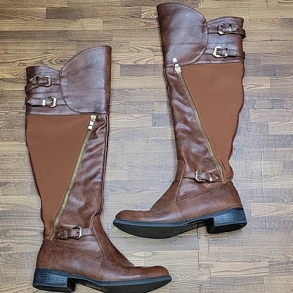 C.C.Shoes Kourtney Faux Leather Brown Boots Size 6